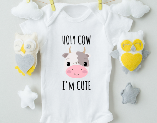 Holy Cow I'm Cute Cotton Baby Bodysuit