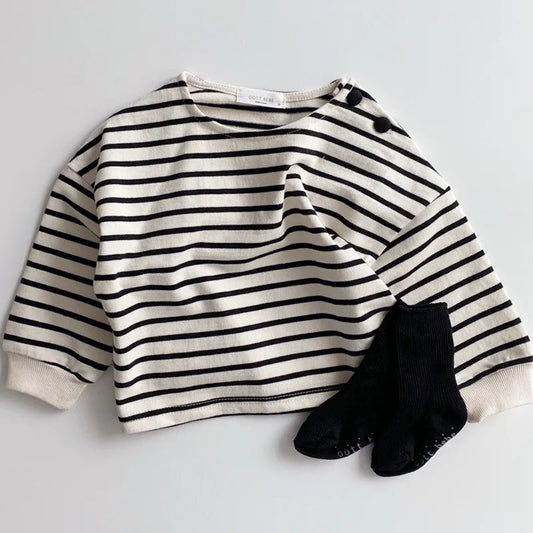 Baby Long Sleeve Tee Long Sleeve Infant Casual Stripe Top T-Shirt Spring Autumn Crewneck Clothes for Boy and Girl Baby Clothes